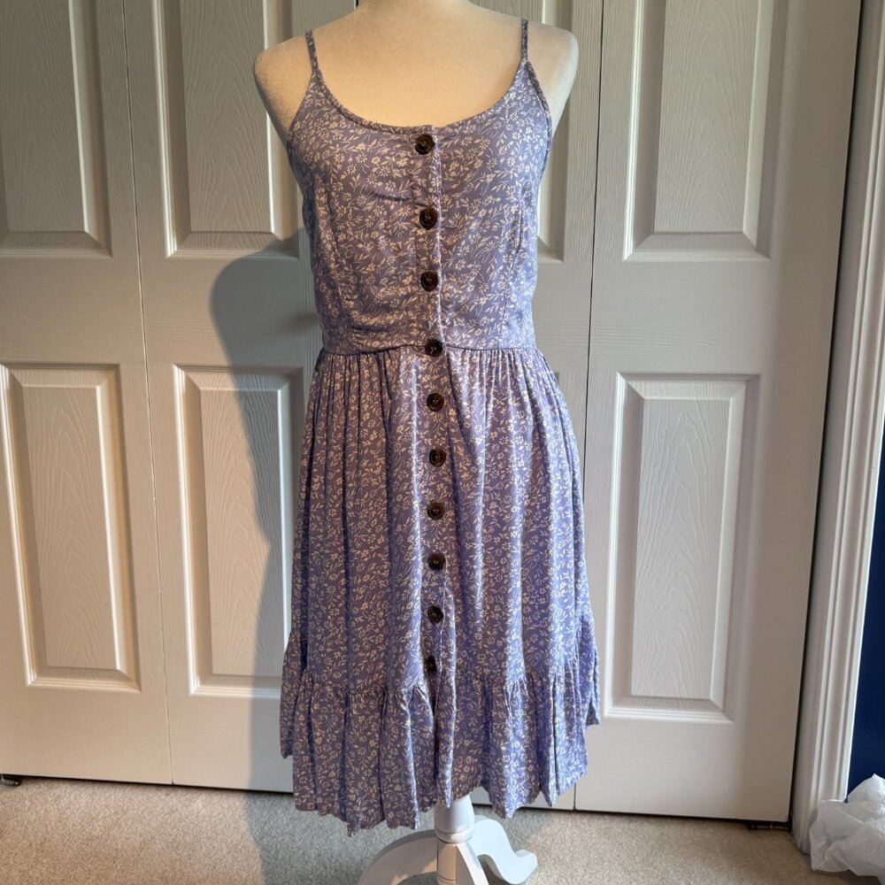 Japna Lavender Spaghetti Strap Sundress Medium Ruffles Buttons Cottagecore Fairy